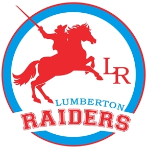 Lumberton Raiders Blue and Red Center Grunge Leopard 